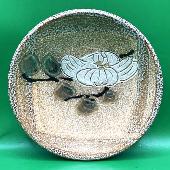 Artisan Made Pottery Ring Dish Trinket Tray Hand Painted Floral Flower Signed - Picture 7 of 11